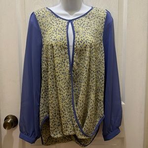 Purple and Cream Butterfly Print Blouse